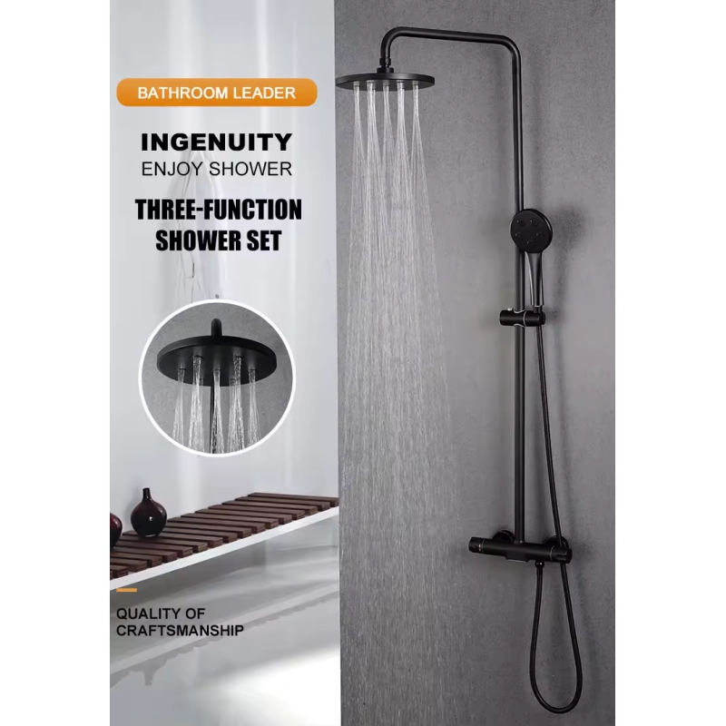Stainless steel solid brass single handle multi-functional shower wall mounted rain shower set
